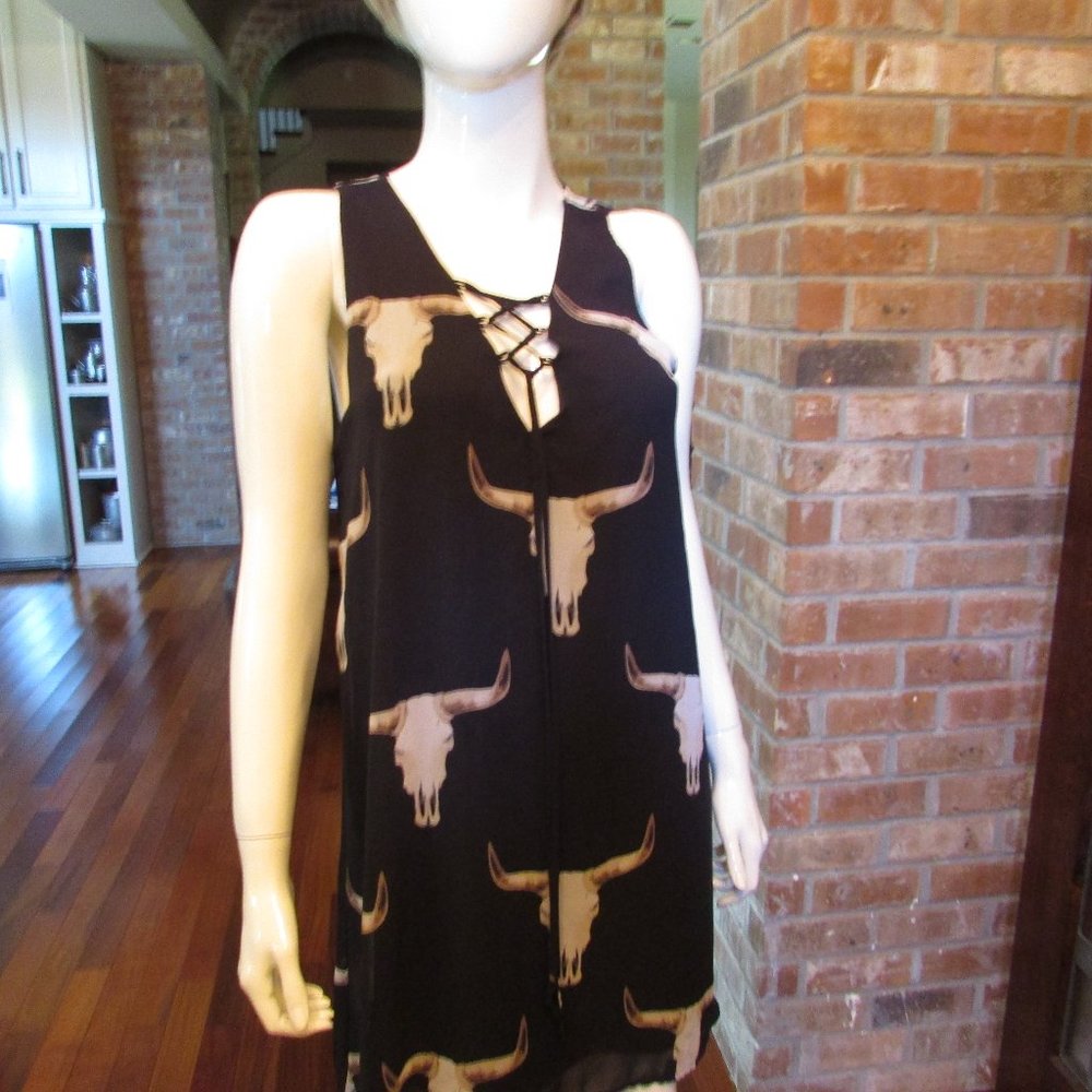 Peach Love Cow Skull Print Mini M